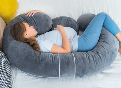 QUEEN ROSE Cooling Pregnancy Pillows,E Shaped Full Body Pillow for Sleeping, with Pregnancy Wedge Pillow for Belly Support, 60 Inch Maternity Pillow for Side Sleeper, Cooling Rayon Cover, Purple