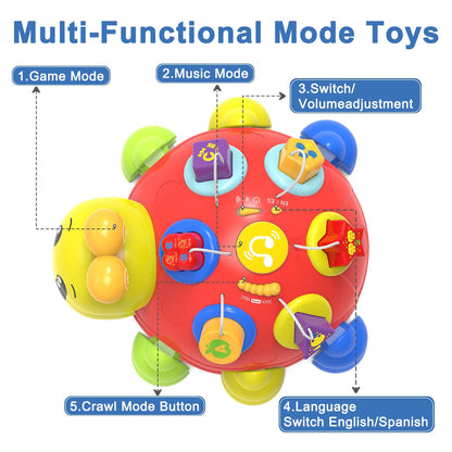 Baby Musical Ladybug Crawling Toys,Baby Toy 6-12 Months with Light-up Music, Early Educational Learning Montessori Toy, Infant Gift Toys for 7 8 9 10 11 Months 1-2 Years Old Newborn Girls (Pink)