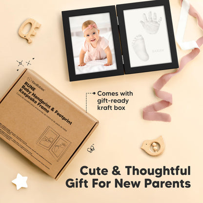 Baby Hand and Footprint Kit, Quick Dry Clay - Newborn Keepsake Feet and Handprint Kit, Nursery Picture Frame, Personalized New Mom Gifts for Baby Showers & Registry, First Mother's Day (Alpine White)