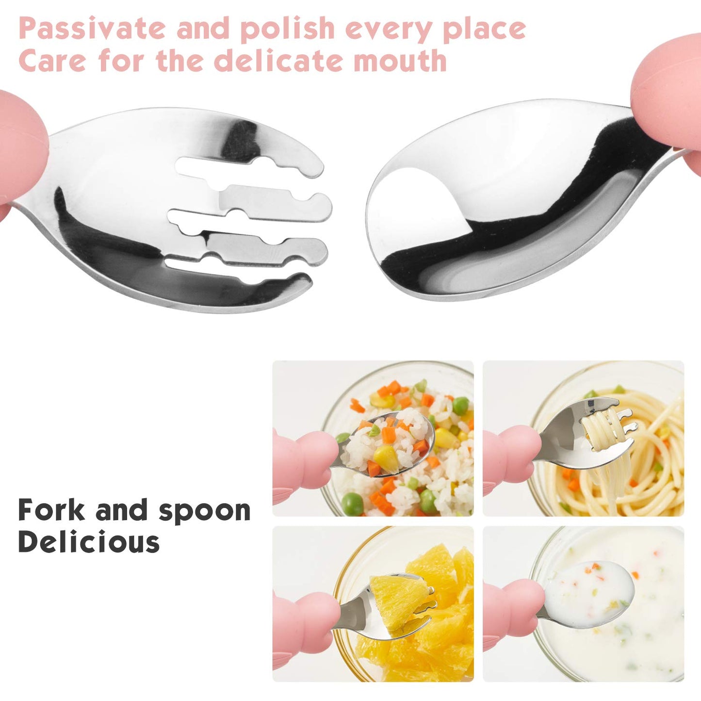 Silicone Suction Plate for Toddlers with Fork Spoon Set - Self Feeding Training Divided Plate Dish and Bowl for Baby and Toddler, Fits for Most Highchairs Trays (Cyan)