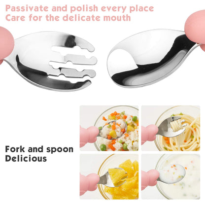 Silicone Suction Plate for Toddlers with Fork Spoon Set - Self Feeding Training Divided Plate Dish and Bowl for Baby and Toddler, Fits for Most Highchairs Trays (Cyan)