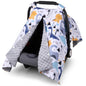 Rquite Car Seat Cover Baby, Carseat Covers Baby Boy, Minky Infant Car Seat Cover Winter, Peekaboo Opening Car Seat Canopy, Multi-use Baby Carrier, Stroller, Nursing Cover, Minky Blanket, Dinosaur