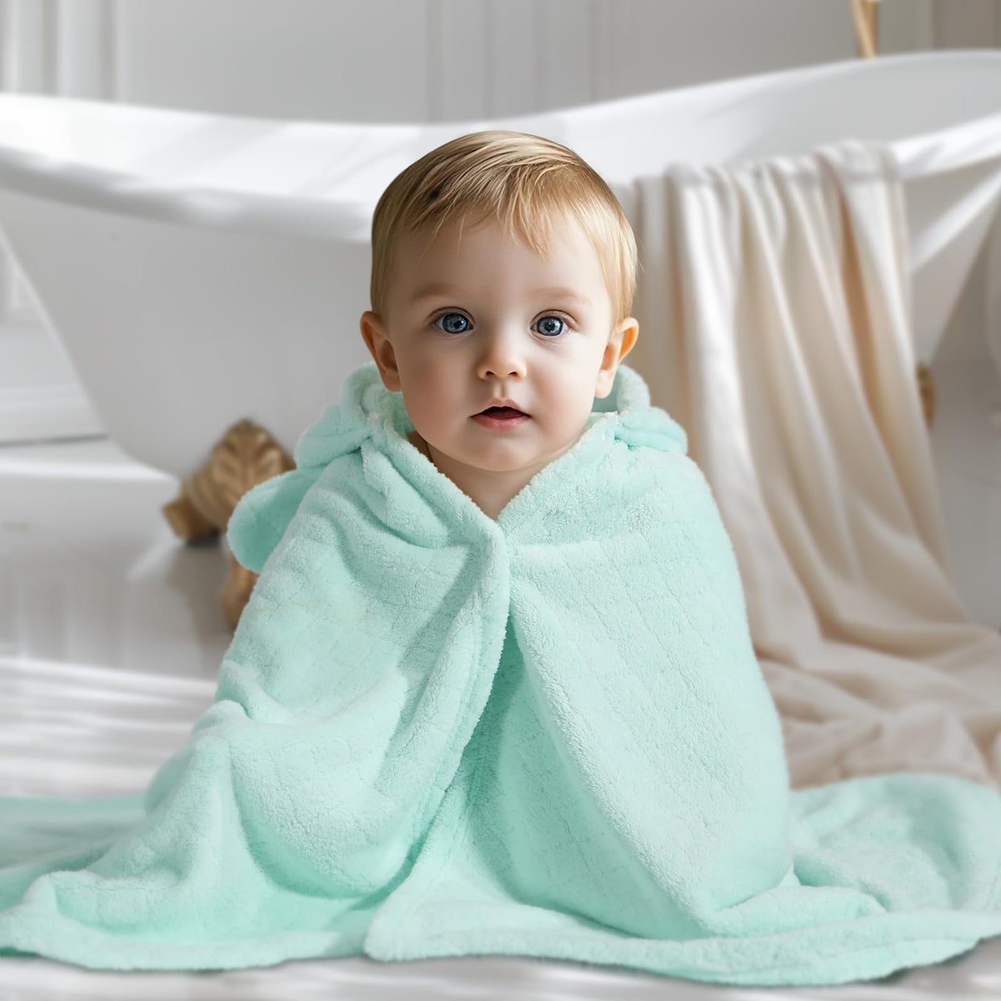 Hooded Baby Towels Boy for 0-6 Years, 50"x 32" Extra Large Toddler Bath Towels with Hood for Boys & Girls, 2-Pack Absorbent Thick Soft Gift for Kids Yellow Lion & Orange Monkey