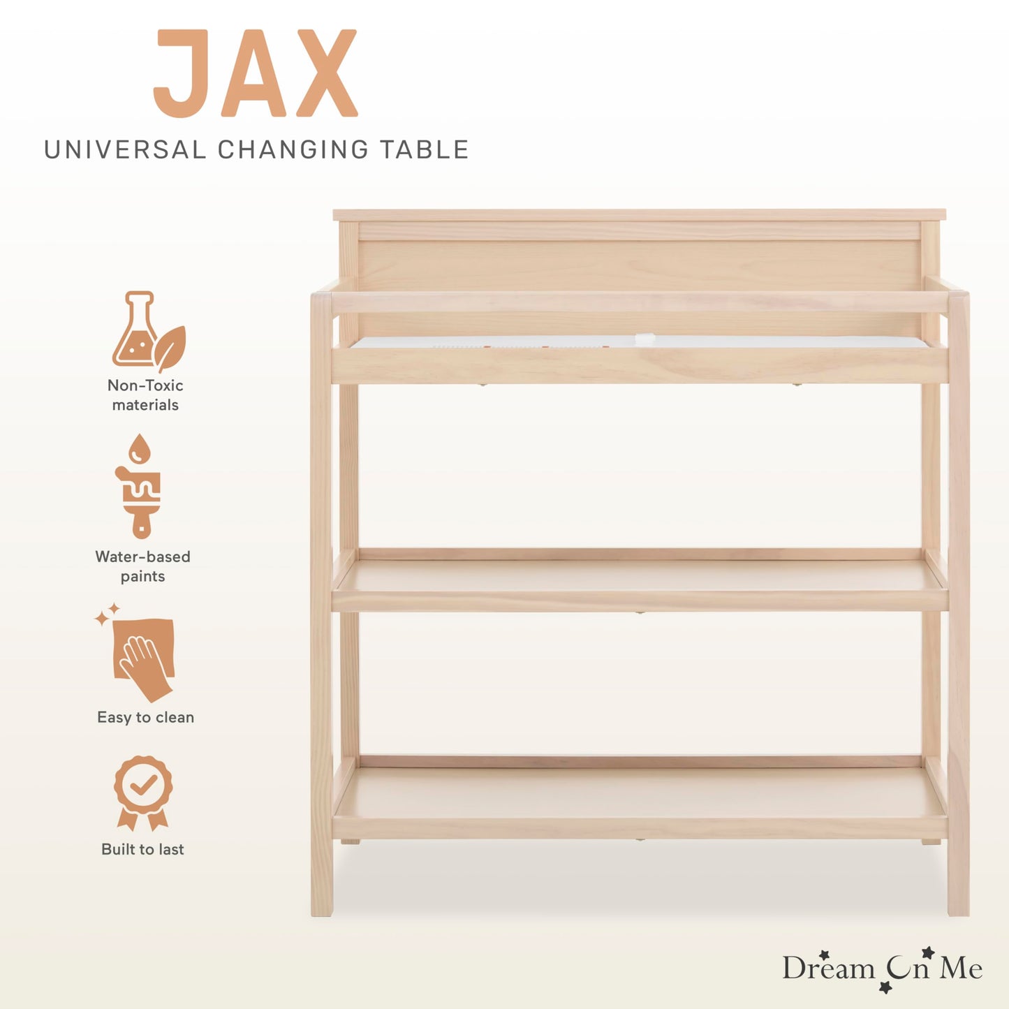 Dream On Me Jax Universal Changing Table, Blush Pink , 34x20x40 Inch (Pack of 1)