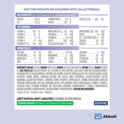 Pure Bliss by Similac Organic with A2 Milk Infant Formula, Easy to Digest, USDA-Certified Organic, Powder, 20.6-oz Tub