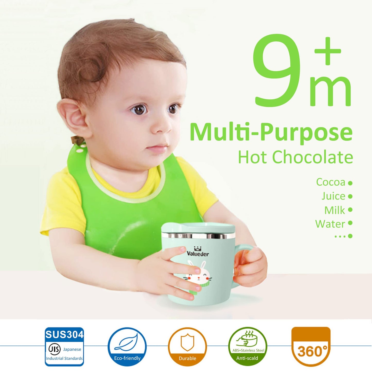 Baby Kids Toddler Sippy Cup Mug for Milk, Coffee, Stainless Steel Trainer Straw Cup with Lid, Fox, 7oz/Pink