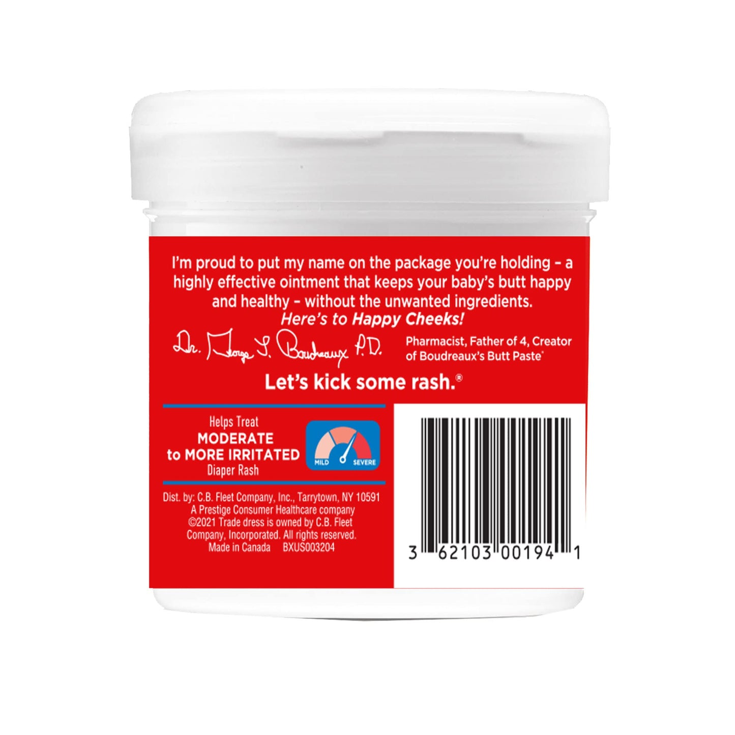 Boudreaux's Butt Paste Maximum Strength Diaper Rash Cream, Ointment for Baby, 4 oz Tube