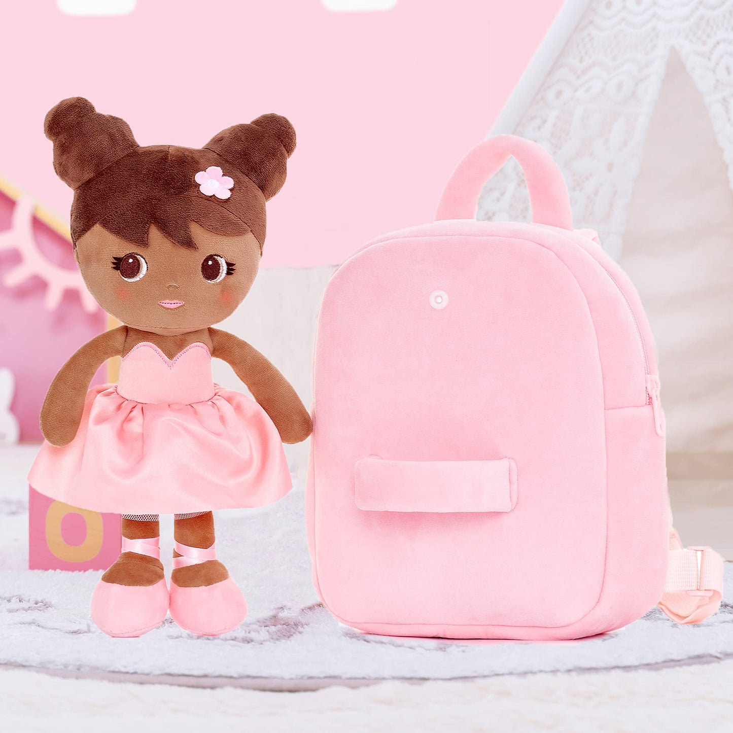 Lazada Girls Backpack with Doll Toddler Toys Baby Girls Gifts Rag Dolls 9.5“