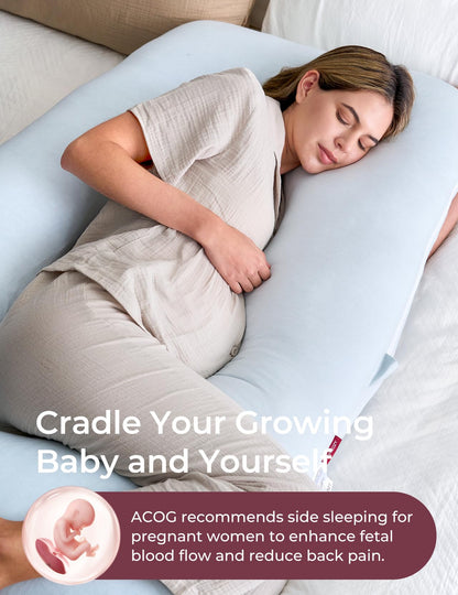 Momcozy Pregnancy Pillows for Sleeping, U Shaped Full Body Maternity Pillow with Removable Cover - Support for Back, Legs, Belly, HIPS for Pregnant Women, 57 Inch Pregnancy Pillow for Women, Grey
