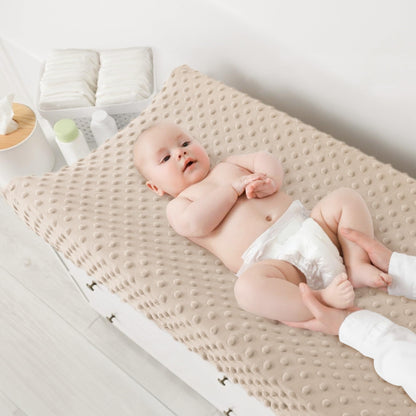 Susurration 2Pack Changing Pad Covers Super Soft Minky Dots Plush Changing Table Covers 33x17x7in Breathable Changing Pad Sheets for Unisex Baby Girls and Boys (Beige&Brown)