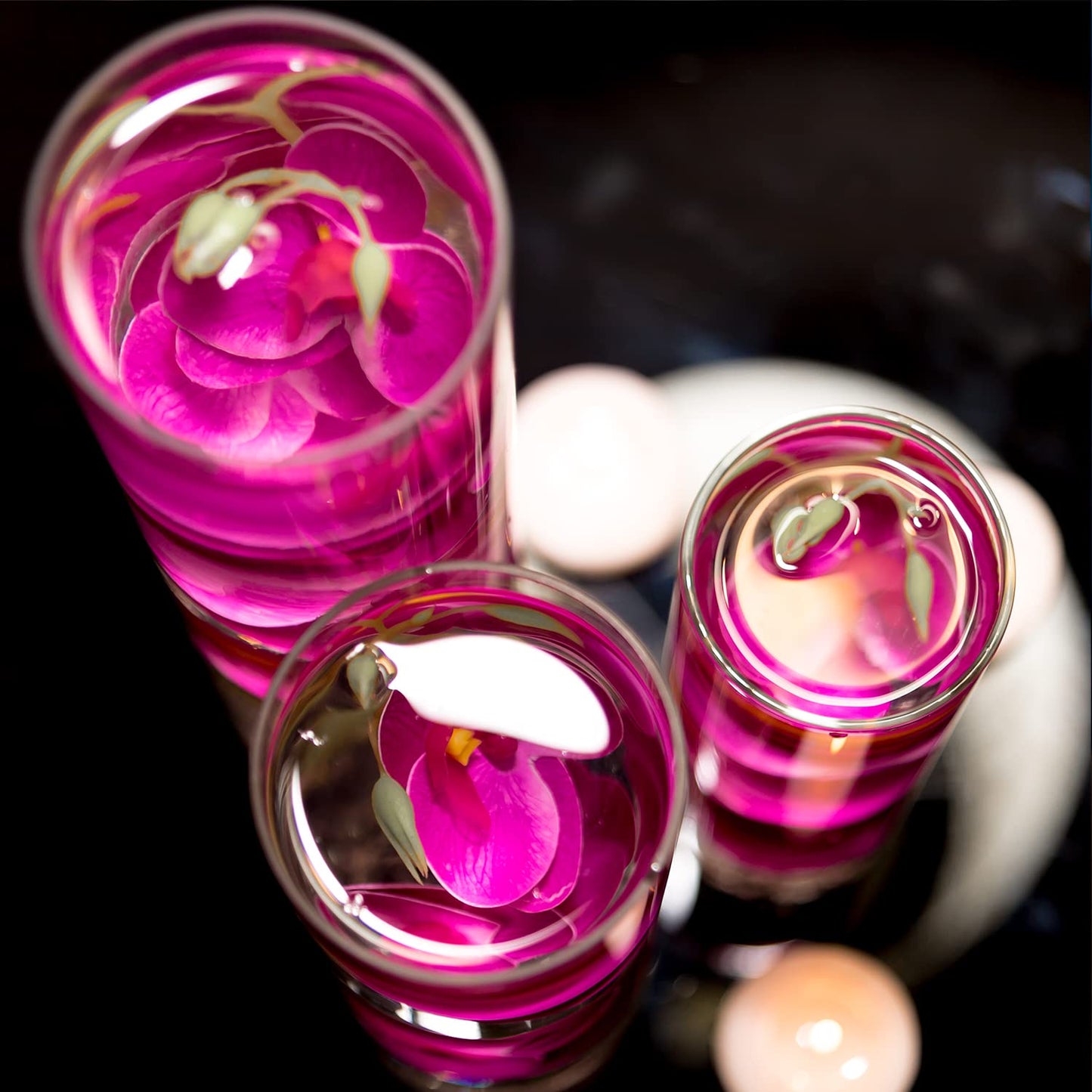 Artificial Phalaenopsis with Candles Diamond Lace Nearly Natural Orchid for Table Centerpiece Wedding Party Home Bar Restaurant Festival Decoration Pink Suit