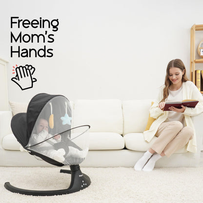 Baby Swings for Infants to Toddler, Electric Baby Swing and Infant Swings for Newborn, 10 Music with Remote Control and Bluetooth, 5 Swing Angles with Gentle Speed, 2 Seat Position, 0-9 Month (Gray)