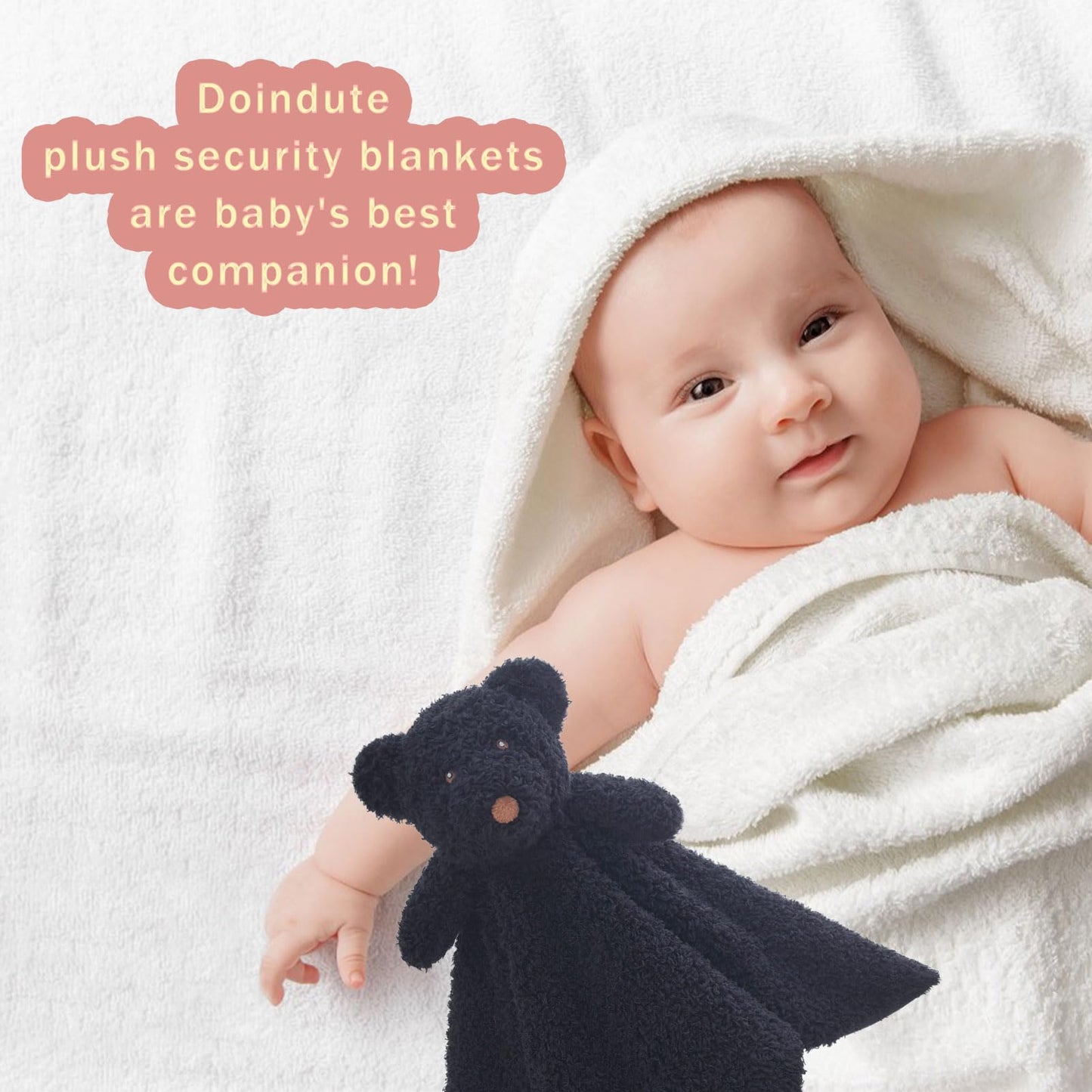 Baby Brown Teddy Bear Soft Stuffed Animal Security Blanket, Plush Bear Character Lovey Blanket, Baby Shower/Nursery Gift, Newborn Infant Toddler Snuggle Blankie for Boys Girls, 14 Inches