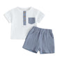 fhutpw Baby Boy Summer Outfits Henley Shirt Soft Pocket Short Sleeve Tops & Shorts Sets Infant 3 6 12 18 Months 2T Clothes