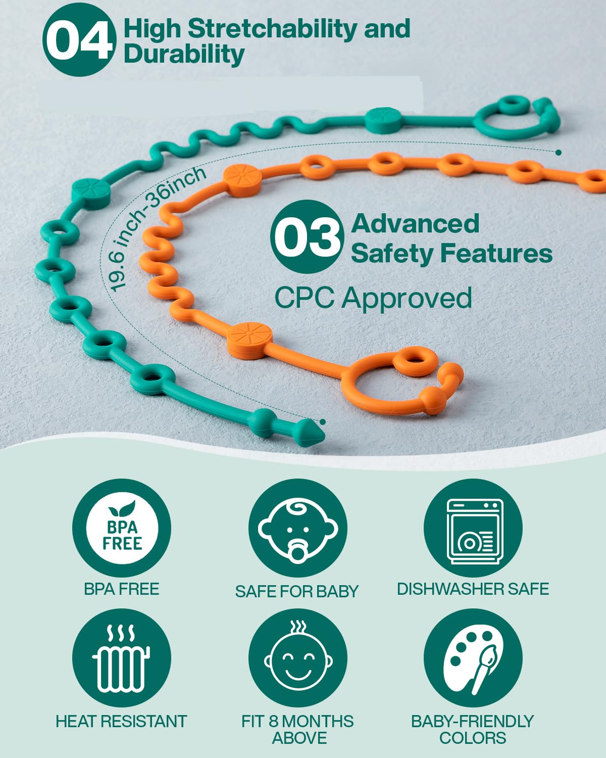 Toy Straps for Baby, 5pcs Adjustable Toy Holder for Stroller Accessories, Silicone Baby Tether Pacifier Clip, No Throw Baby Travel Essential Leash for High Chair, Car Seat (Gril-5 Pack)