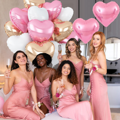 Sage Green Gold Heart Balloons,12Pcs Light Gold Heart Shaped Foil Balloons,18Inch Cream White Helium Mylar Balloon for Baby Shower Birthday Anniversary Wedding Party Decorations