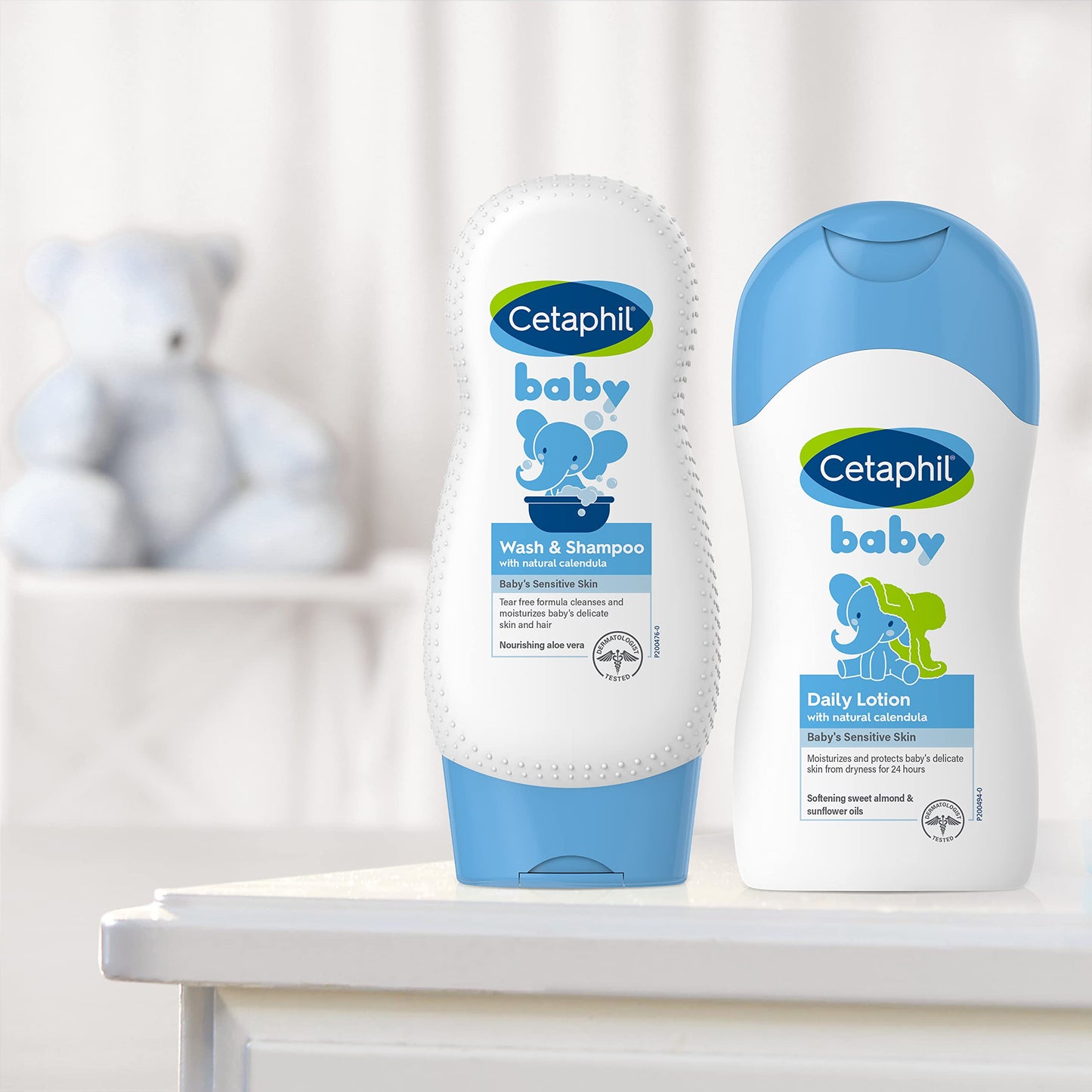Cetaphil Baby Wash & Shampoo Plus Body Lotion, Healthy Skin Essentials, Head to Toe Hydration for up to 24 Hours, for Delicate, Sensitive Skin, 2-Pack,White