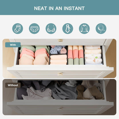 Criusia Drawer Organizer Clothes, 10 Pack Dresser Organizer for Baby Clothes, Underwear, Sock- Foldable Closet Organization and Storage Dividers Bins for Nursery, Bedroom (Beige)