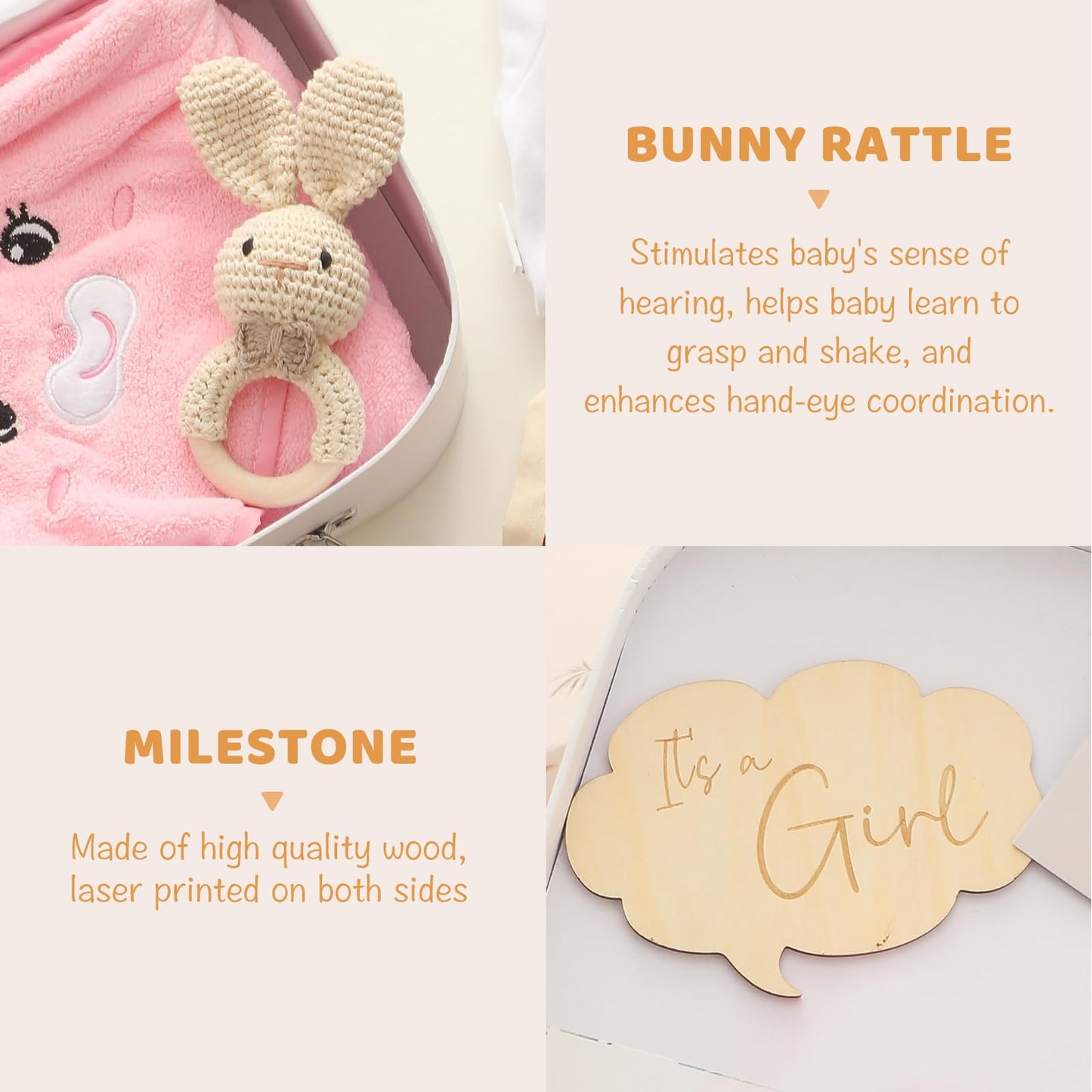 Bopoobo Baby Shower Gifts for Boys - New Born Gifts, Unique Essentials: Onesie, Blanket, Rattle, Lovey, Socks, Decision Coins, Milestone