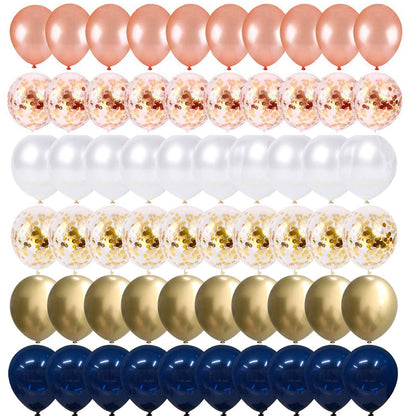 OuMuaMua 62Pcs Pink Gold Confetti Latex Balloons Kit, 12 Inch Pink White Gold Helium Balloons Party Supplies for Confession Proposal Wedding Girl Birthday Baby Shower Party Decoration