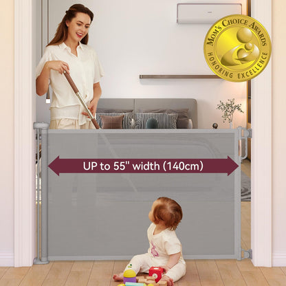 Momcozy Retractable Baby Gate, 33" Tall, Extends up to 55" Wide, Child Safety Baby Gates for Stairs, Doorways, Hallways, Indoor, Outdoor