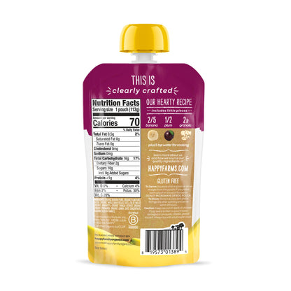 Happy Baby Organics Stage 2 Baby Food Pouches, Gluten Free, Vegan & Healthy Snack, Clearly Crafted Fruit & Veggie Puree, Fruit & Veggie Variety Pack, 4 Ounces (Pack of 10), Amazon Exclusive