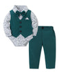 DISAUR Baby Boy Clothes Toddler Boy Outfits 4PCS Gentleman Dress Romper/Vest/Pants/Bow Tie Cotton Suit Sets