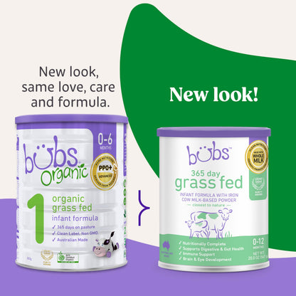 Bubs 365 Day Grass Fed Infant Formula with Iron, Cow Milk-Based Powder for Infants 0-12 Months, Made with Non-GMO Milk, 20 oz