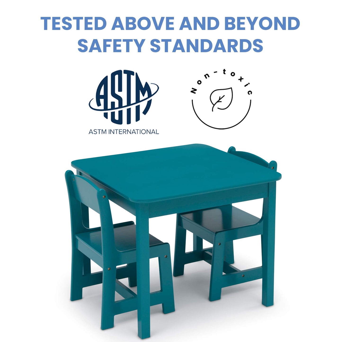 Delta Children MySize Kids Wood Table and Chair Set (2 Chairs Included) - Ideal for Arts & Crafts, Snack Time, & More - Greenguard Gold Certified, Bianca White, 3 Piece Set