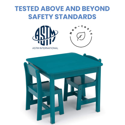 Delta Children MySize Kids Wood Table and Chair Set (2 Chairs Included) - Ideal for Arts & Crafts, Snack Time, & More - Greenguard Gold Certified, Bianca White, 3 Piece Set