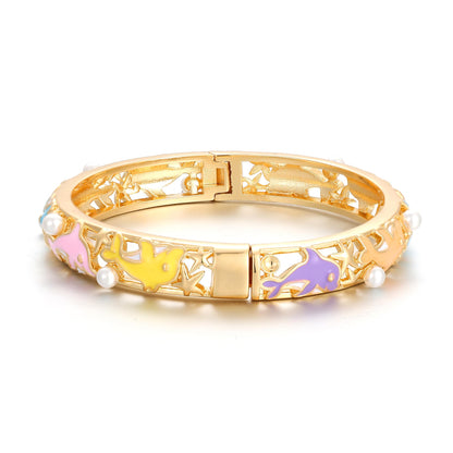 Ethlyn Gold Plated Colorful Openable Kids Baby Girls Bangles Bracelets Birthday Christmas Gifts Birthday Presents for children