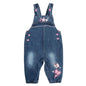 Peacolate 3months-3Years Baby Girls Denim Overalls Embroidery Bib Pants Jeans Jumpsuit