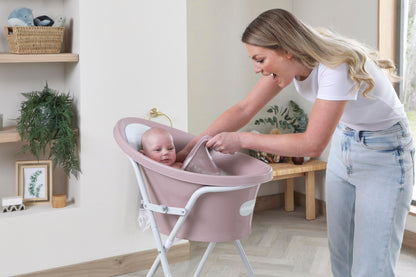 Newborn Baby Bath | Built in Support Bump and Soft Backrest | Suitable from Newborn | Bath Seat Support Includes Plug | Blossom Pink