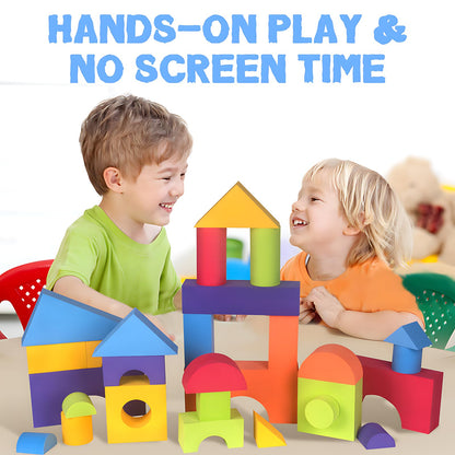 Migargle Large Foam Building Blocks for Toddlers, 36 Pieces Large EVA Soft Stacking Blocks, Baby Bath Foam Toy Set, Early Learning Construction Toys & Gifts for Kids, Boys & Girls