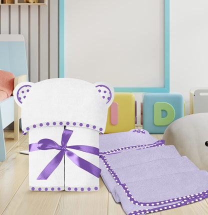 Set of 2 Hooded Baby Towels – White and Grey – Luxurious, Large and Super Absorbent – 30 x 30 Inch – Soft and Suitable for Infants, Toddlers and Kids – 400 GSM