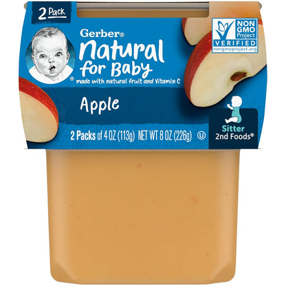 Gerber Baby Food Apple, 4 Oz, 2 Ct Tubs