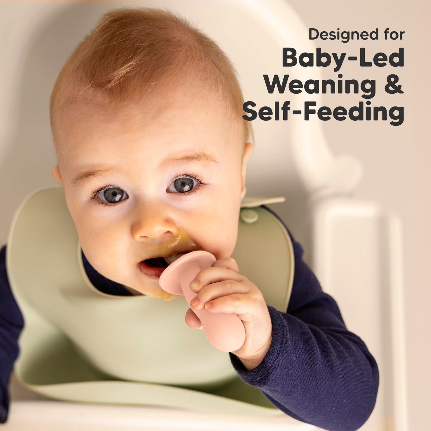 KeaBabies 4-Pack Silicone Baby Spoons and Forks Set - Baby Led Weaning Utensils 6-12 Months, Self Feeding Toddler Spoon & Fork for Training, Teething, Easy to Hold, BPA-Free Silicone (Roseate)