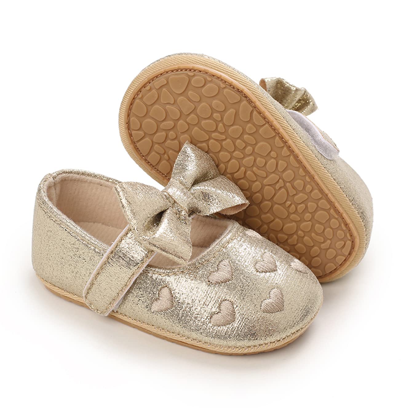 LAFEGEN Baby Girls Mary Jane Flats with Bownot Non Slip Soft Sole PU Leather Newborn Infant Toddler First Walker Cirb Dress Shoes