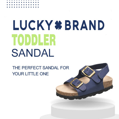 Lucky Brand Toddler Unisex Baby Boy Blanc Double Strap Casual Toddlers Sandals with Hook and Loop Closure (Toddlers)