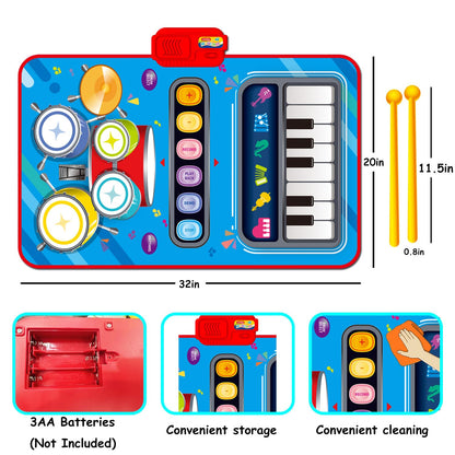 Toys for 1 Year Old Girl Gifts,2 in 1 Piano Mat Montessori Toys for 1 2 Year Old Girl,Educational Musical Toy First Birthday Gifts for 1 2 3 Year Old Girls,Christmas Stocking Stuffers for Toddler Girl