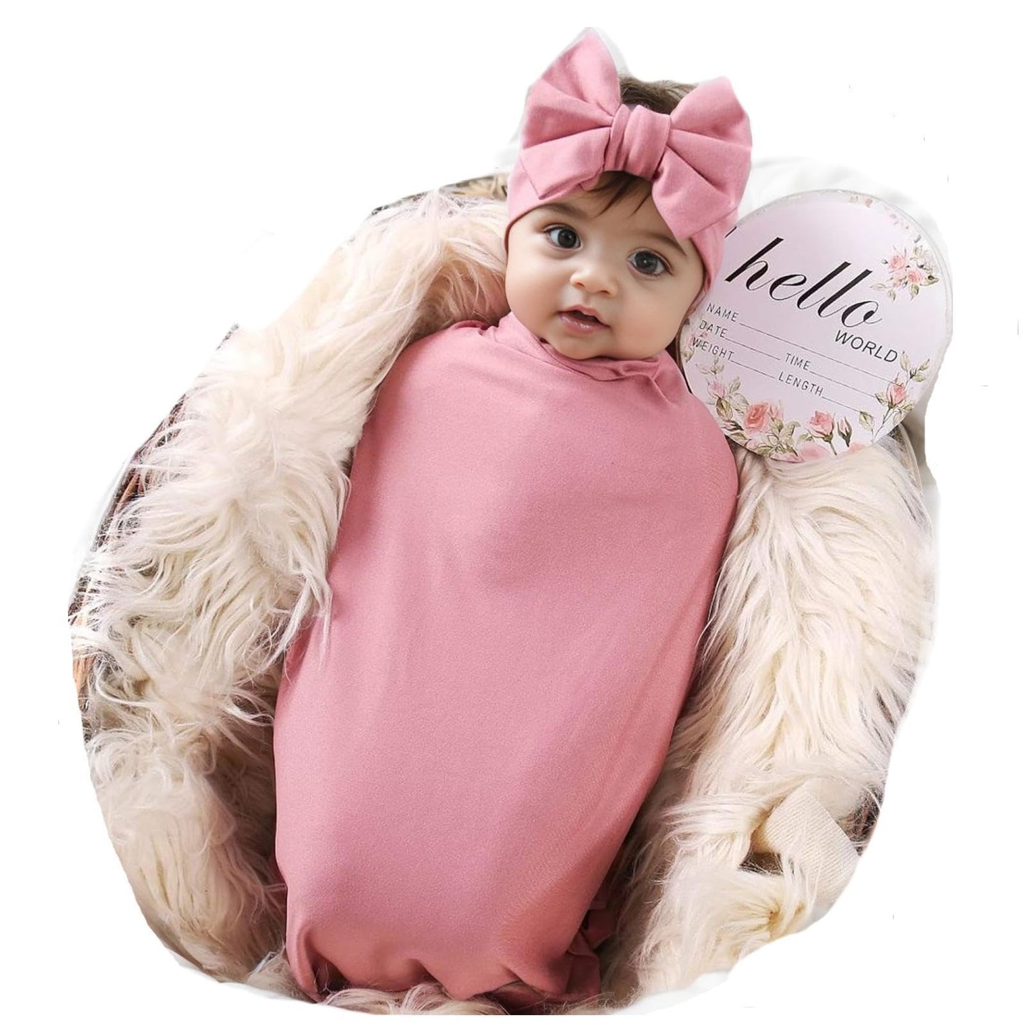 Galabloomer Newborn Receiving Blanket Headband Set Baby Flower Swaddle (vintage flower)