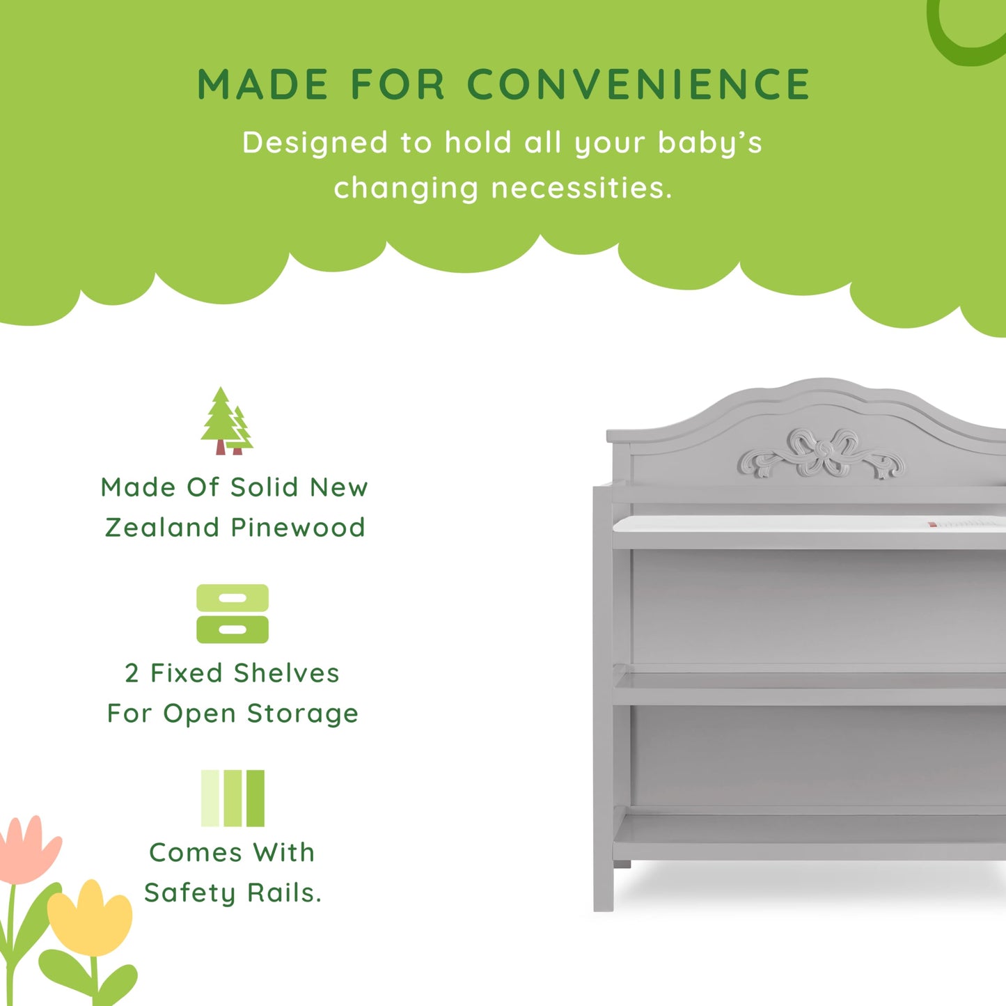 6044AU-PLTM Changing Table, Platinum