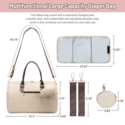 LOVEVOOK Diaper Bag Tote with Pacifier Case and Changing Pad, Large Capacity Mommy Bag for Hospital and Weekender Travel, Functional Baby Bag Newborn Baby Essential, Black
