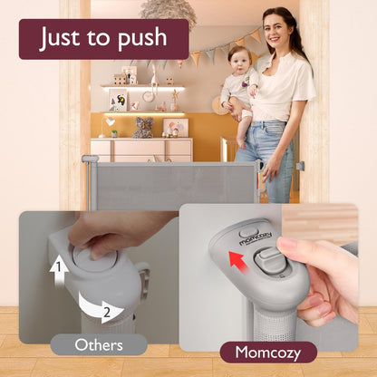 Momcozy Retractable Baby Gate, 33" Tall, Extends up to 55" Wide, Child Safety Baby Gates for Stairs, Doorways, Hallways, Indoor, Outdoor