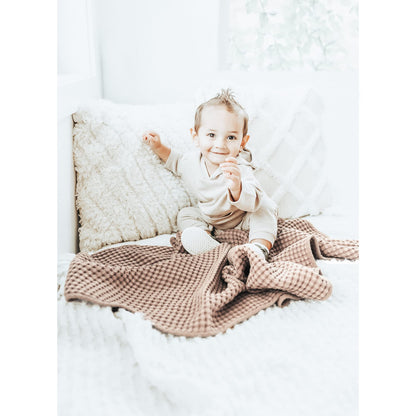 Konssy Waffle Baby Blanket - Soft & Cozy Nursery Swaddle Blanket, Lightweight Toddler Throw for Boys & Girls, Ideal for Wrapping (Oat)