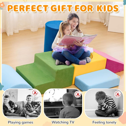 Toddler Climbing Toys Indoor, 7-Piece Colourful Foam Climbing Blocks, Soft Play Climbing for Toddlers, Modular Crawling & Sliding Play Set for Toddlers 1-3 Years Old