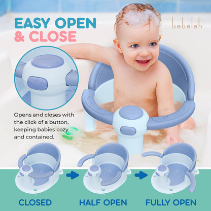 BEBELEH™ Baby Bath Seat for Babies 6 Months & Up - Safe Infant and Toddler Baby Bathtub Seat for Sitting Up - Baby Bath Tub Baby Tub Seat for Shower (Pink)