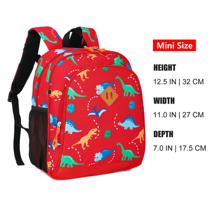 Toddler Backpack for Boys, 12 Inch Kids Dinosaur Backpack for Preschool or Kindergarten, Black