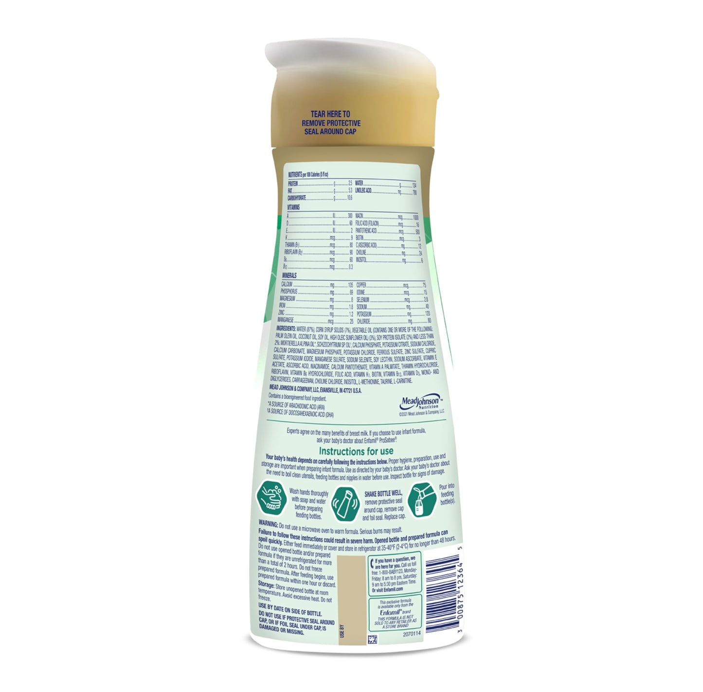 Enfamil Prosobee Plant based Baby Formula, for Sensitive Tummies, Soy-based Plant Sourced Protein, Vitamins for Immune Support, Lactose-free, Milk free, Gluten free, 32 Fl Oz Bottle (4 count)
