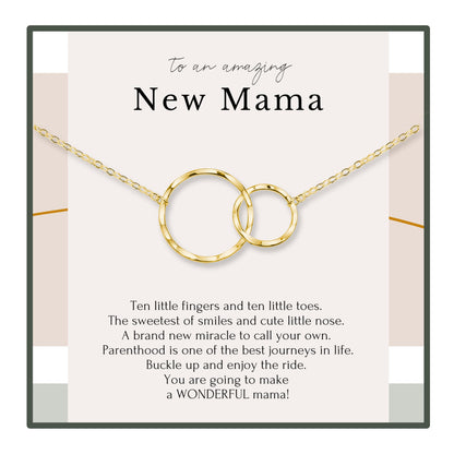HOPE LOVE SHINE New Mom Necklace – Pregnancy Gift for Expecting Mom, First Time Mom Jewelry – Sterling Silver/Gold Double Circle Pendant with Gift Box